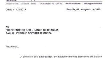 Em ofício dirigido ao BRB, Sindicato protesta contra itens do PDVI que prejudicam bancários