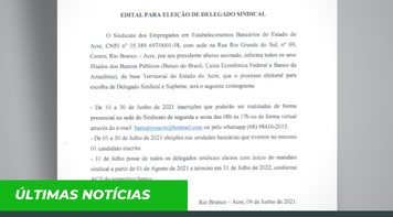 Edital para eleição de delegado sindical 