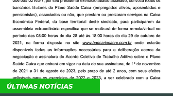 Edital para assembleia extraordinária específica sobre Saúde Caixa 