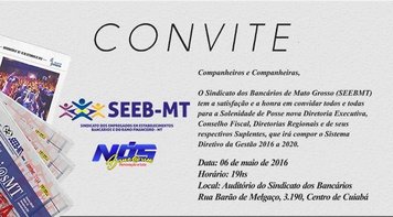 Posse da nova diretoria do SEEB/MT será nesta sexta(6)