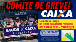 Após rejeitarem proposta, empregados da Caixa se reúnem em frente à agência no Centro de Cuiabá