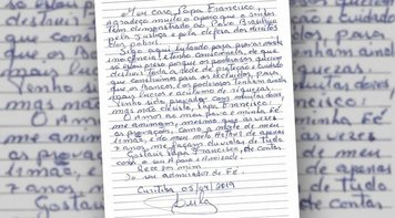 Papa envia carta a Lula: “No fim a verdade vencerá a mentira”