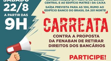Bancários protestam contra a proposta indecente da Fenaban de reajuste zero. Carreata neste sábado (22), partindo do Banco Central, às 9h