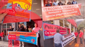Sindicatos e federações realizam dia nacional de luta contra o fechamento de unidades do Bradesco