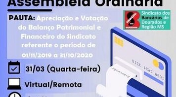 Sindicato convoca associados para assembleia de Apreciação e Votação do Balanço Patrimonial e Financeiro