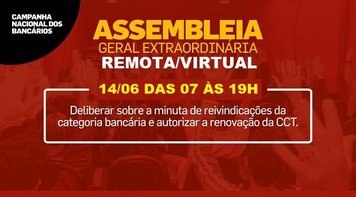 Edital de convocação de Assembleia-Geral, terça 14 das 7h às 19h. Votação eletrônica