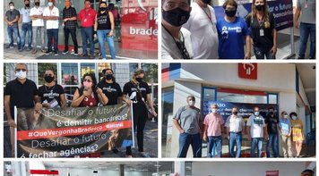 Bancários protestam contra demissões no Bradesco; veja como foi no Centro-Norte