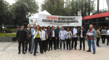 Bancários do Santander no Brasil vão às ruas para defender à Liberdade Sindical de colegas norte americanos