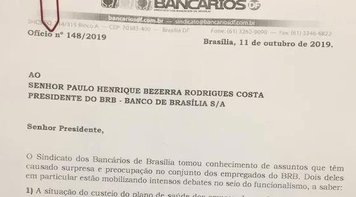 Sindicato pede reunião com o BRB para debater plano de saúde e transferência da área administrativa do Ed. Brasília