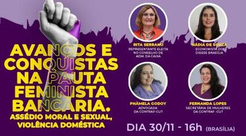 Palestra da Fetec-CUT/CN nesta quarta 30 debate as lutas e conquistas das mulheres bancárias