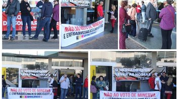 Fetec-CUT/CN e sindicato promovem ato em defesa dos associados na sede da Cassi em Brasília