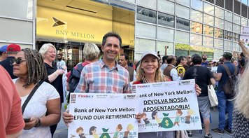 Fetec-CUT/CN participa em Nova York de ato em defesa dos funcionários dos Correios 