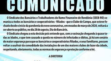 Sindicato reabre clube de campo no Dia do Bancário