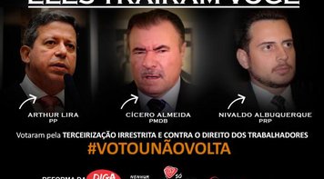 Contraf-CUT disponibiliza arte para denunciar deputados que votaram sim à Terceirização