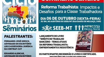 Seminário irá abordar os impactos da Reforma Trabalhista na categoria bancária
