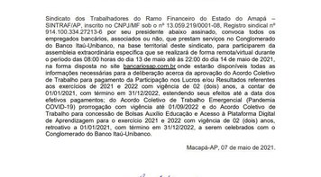 Sintraf convoca assembleia geral extraordinária do Itaú Unibanco 