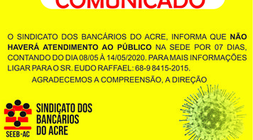 Sindicato suspende atendimento por uma semana