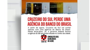 Cruzeiro do Sul perde uma agência do Banco do Brasil
