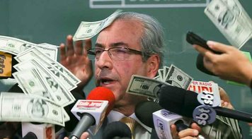 Manifestantes protestam contra Cunha com 'chuva de dólares'