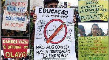 Estudantes dão recado a Bolsonaro em cartazes nas manifestações