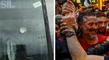 Criminosos atacam vidro de ônibus que leva Lula; policiais de SC riem