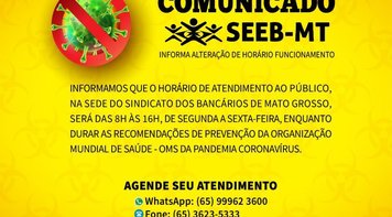 Seeb/MT informa alteração de horário funcionamento