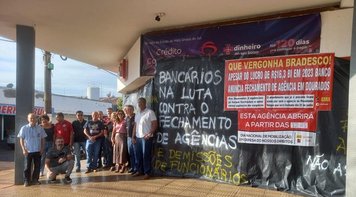 Sindicato continua protestos contra fechamento de agência do Bradesco em Dourados