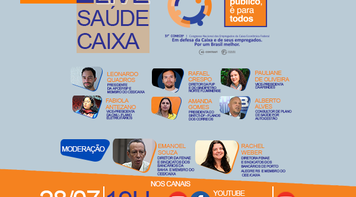 Saúde Caixa será tema nesta noite da 2ª edição das lives preparatórias para o 37º Conecef 