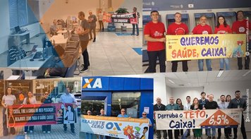 Todas as bases sindicais da Fetec fazem manifestações por reajuste zero no Saúde Caixa