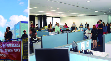 Em ato em frente a prédio do BB, Sindicato defende: “Diversidade é marca do Brasil”