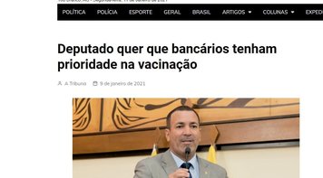 Deputado quer que bancários tenham prioridade na vacinação
