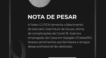 Fetec-CUT/CN lamenta com pesar morte do bancário José Paulo, de Rondônia