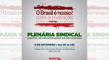 Plenária sindical contra as privatizações de Bolsonaro, nesta quinta (5), no Sindicato