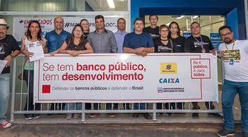 Em Campo Grande, bancários participam de ato nacional em defesa das empresas públicas