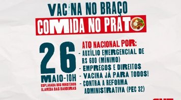 CUT organiza em Brasília ato contra a fome, a carestia e pelo auxílio emergencial de R$ 600