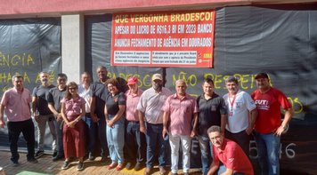 Manifestação em Dourados contra fechamento de agência do Bradesco reúne Sindicato e comunidade