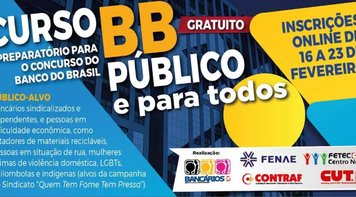 Sindicato oferece cursinho online gratuito preparatório para o concurso do Banco do Brasil